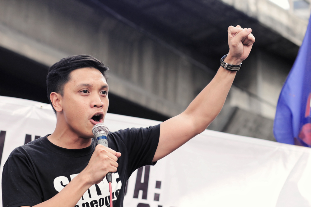 Anakbayan chairperson Vencer Crisostomo urges the youth to actively participate in the national democratic revolution. 