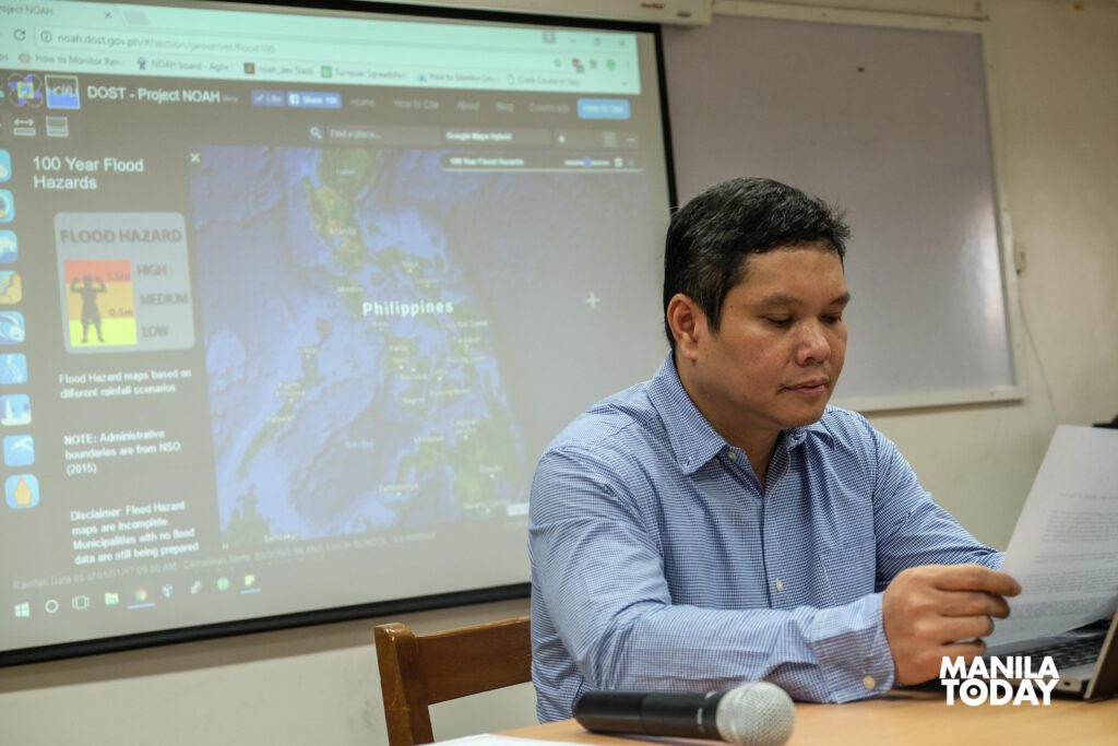 Dr. Majar Lagmay, Executive Director of Project NOAH, reviews the statement he will read in a press conference about the end of the project on January 31, 2017 in UP Diliman. (Manila Today photo/Chantal Eco)