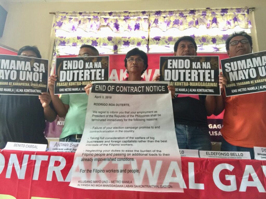 Workers issue ‘endo’ notice to Duterte over failure to end ...
