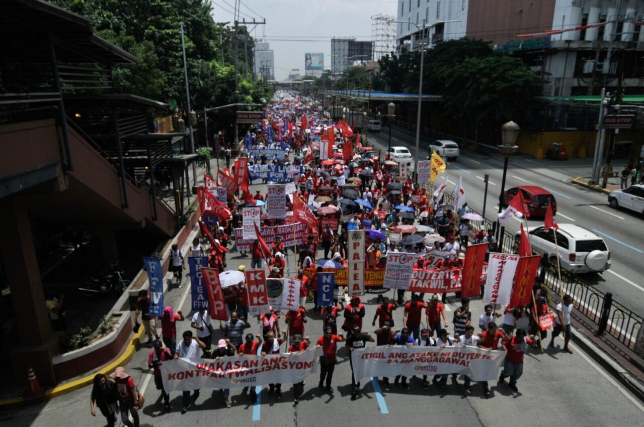 Different workers organisation marched together. Photo by Akira Liwanag