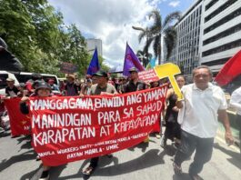 ‘DOLE, itigil ang drama! Wage increase, ipatupad na!” – KMU